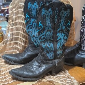 Justin Boots Black and Blue Heeled Boots
